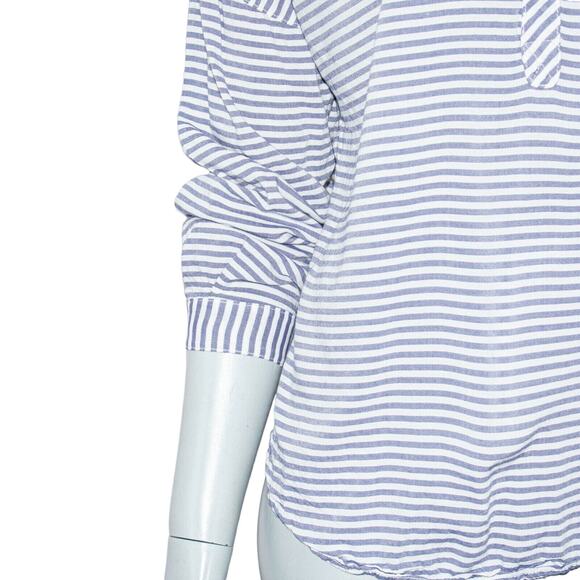 XIRENA Women's Half Button Popover Blouse Blue Striped sz Large - Picture 8 of 8